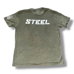 Steel Supplements Men's Graphic Tee – Military Green Heather (Size Medium)